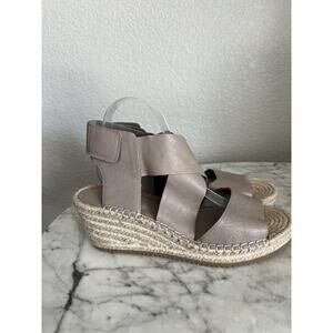 Eileen Fisher Shoes Womens 10 Willow Sandals Leather Espadrille Wedge Heels